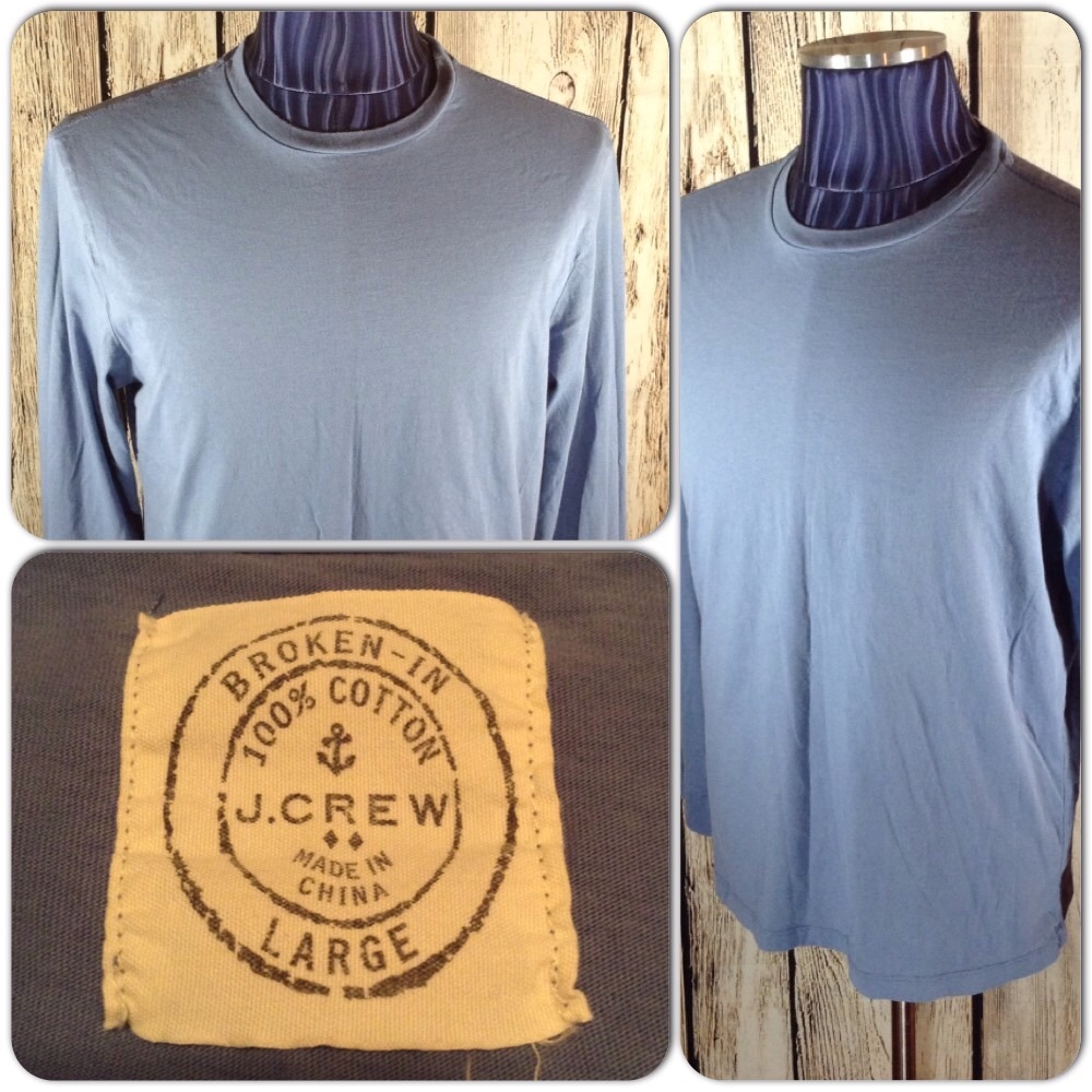 J. Crew Broken In Shirt Mens Lg Solid Blue H1-87
